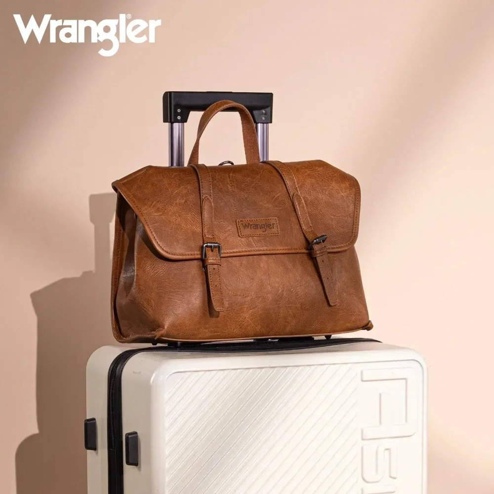 Wrangler Top Handle Carry Satchel/Laptop Bag/Backpack/Crossbody Brown